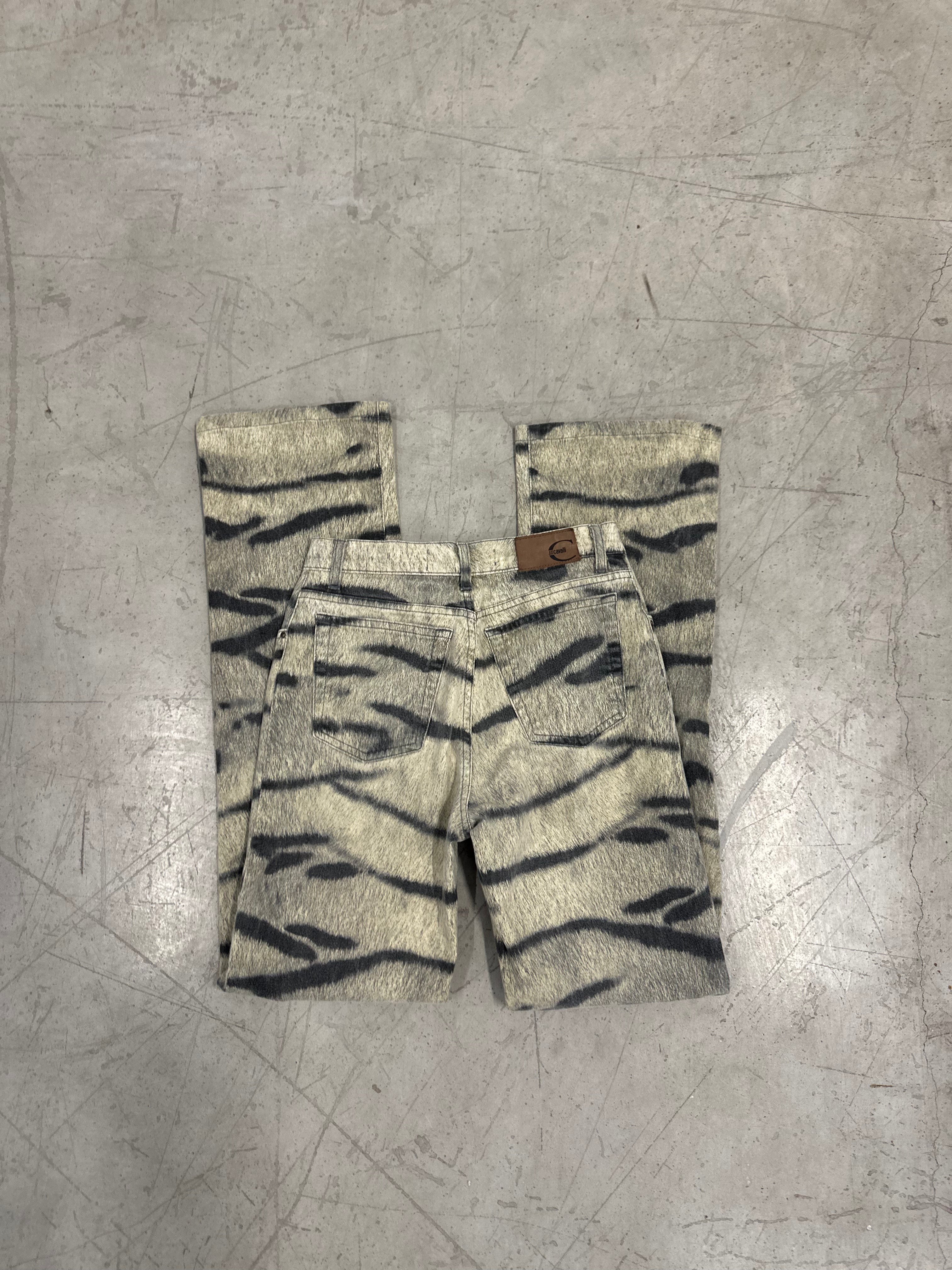 2000s roberto cavalli zebra stripped pants