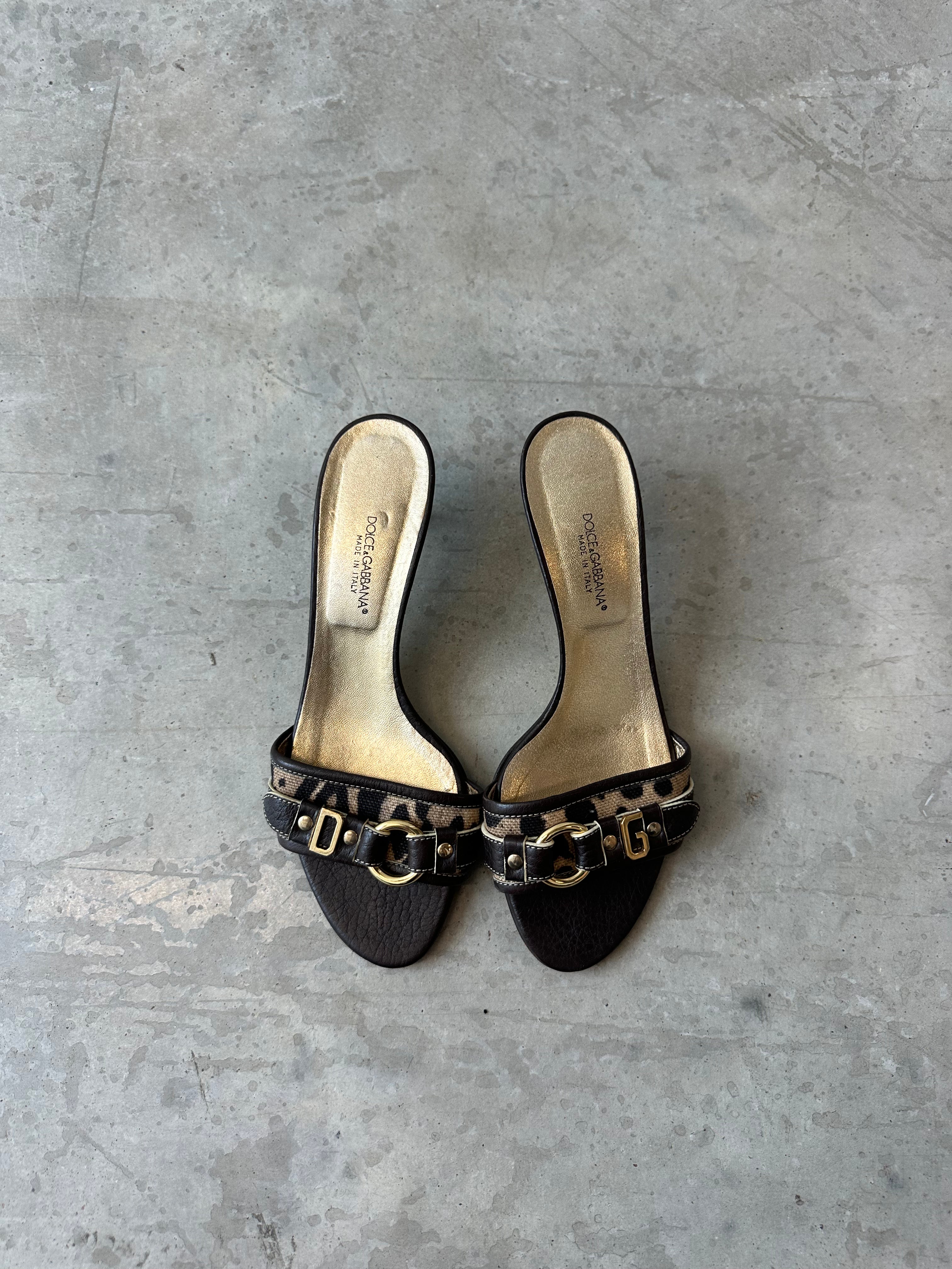 vintage dolce and gabbana cheetah kitten heel
