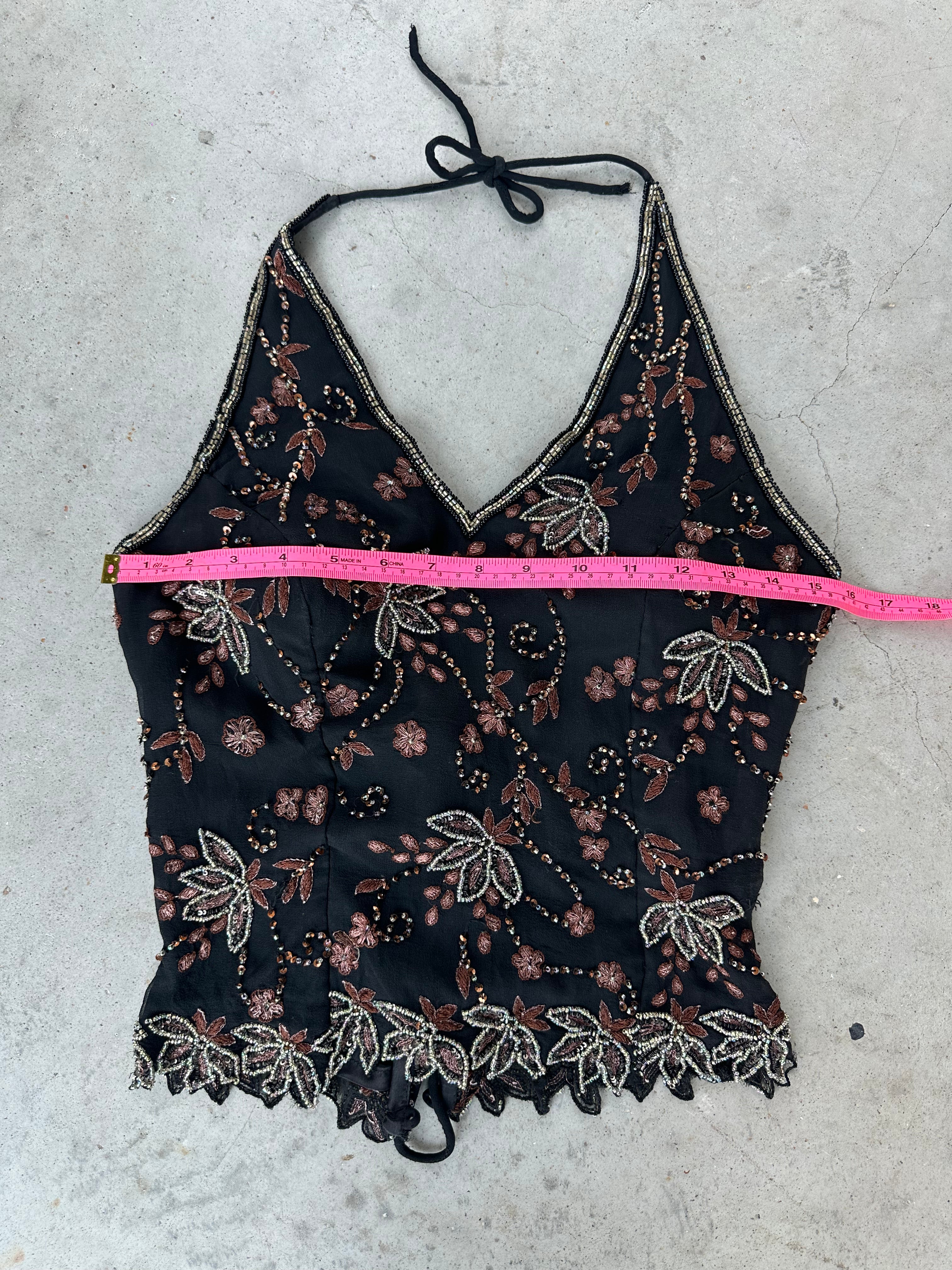 aftershock beaded halter top