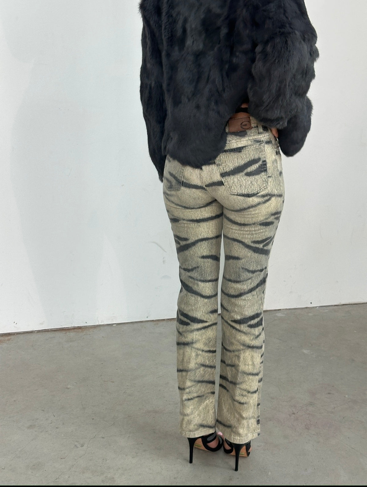 2000s roberto cavalli zebra stripped pants