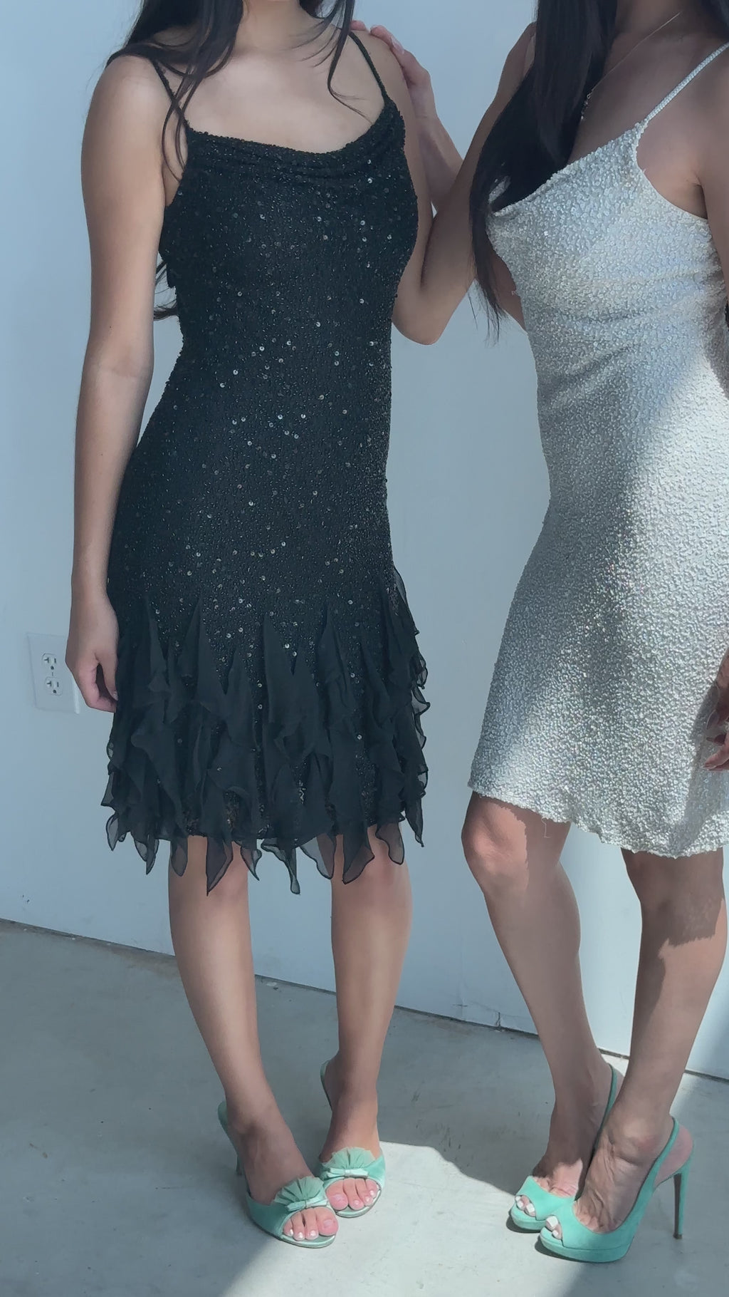 Vintage Scala black fully beaded silk mermaid dress